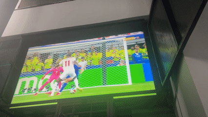 England beat Croatia 4-2, watched on a big screen in Dar es Salaam