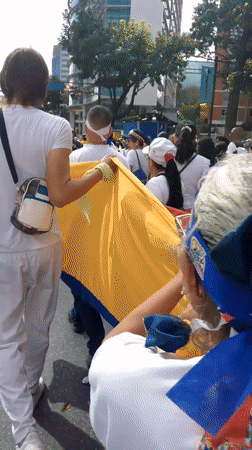 Mass street march with Venezuelan flags fills Caracas avenue