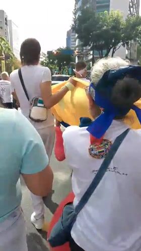 Mass street march with Venezuelan flags fills Caracas avenue