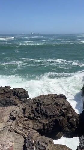 Clear day coastal scenery recorded in Arica, Chile