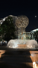 Evening fountain display documented in central Moscow