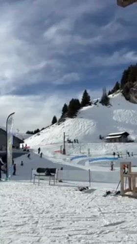 Skiers enjoy winter day at Swiss resort in Ollon