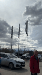 Child visits Lada dealership in Perm, Russia