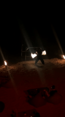 Nighttime beach party with fire dancers in Baan Bo Phut