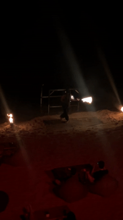Nighttime beach party with fire dancers in Baan Bo Phut