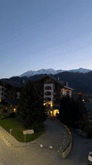 Evening dusk documented across Bansko mountain resort town