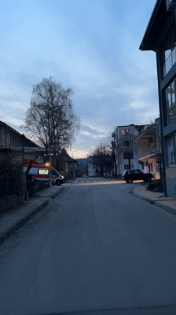 Ambulance responds through Zlatograd streets during evening hours