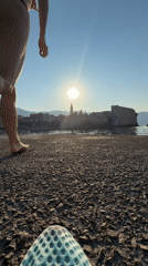 Sunset splash into the Adriatic off Budva's castle coast