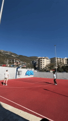 Casual basketball game played on red court in Montenegro