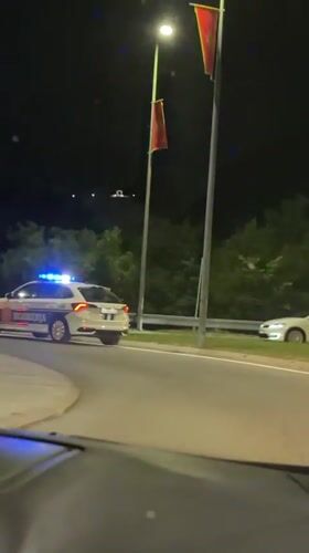 Police conduct traffic stop in Cetinje, Montenegro