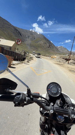 High-altitude motorcycle ride through the mountains of Ladakh