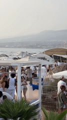 All-white beach party in full swing, Arona, Tenerife