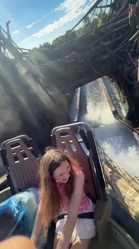 Theme park visitors enjoy water rides in Pudong