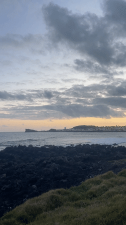 Twilight coastal scene captured in Ponta Delgada, Portugal