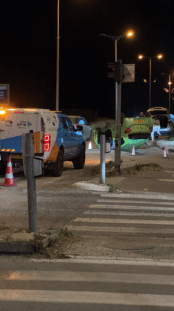 Green car overturns in northern Israel, emergency responders on scene
