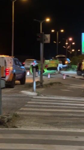 Green car overturns in northern Israel, emergency responders on scene