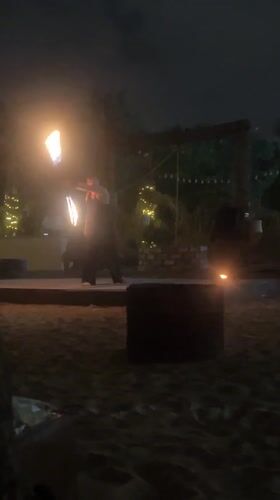 Fire performers stage nighttime beach show in Hurghada
