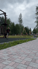 Scooter rides and ropes course fun at a Kizel park