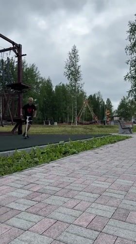 Scooter rides and ropes course fun at a Kizel park