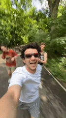 Three runners filmed jogging through Tashkent park