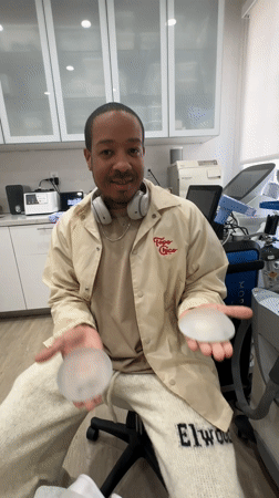 Person in Elwood sweatpants sits in Beverly Hills medical office