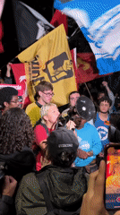 Nighttime political demonstration held in São Paulo, Brazil