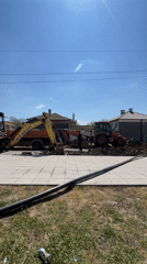 Construction crews operate excavators in Lozarevo Bulgaria Monday morning