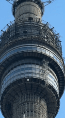 Video captures upward view of Moscow's Ostankino Tower