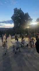 Young people gather at dusk in central Sofia