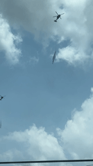 Aircraft formations spotted over city, helicopters towing banners