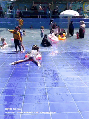 Families crowd Indonesian water park during morning recreation time