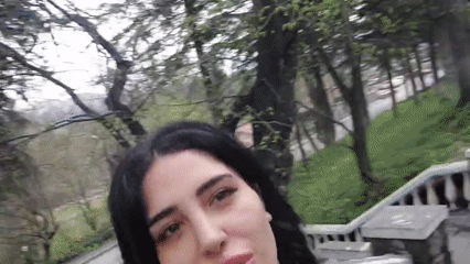 Person records video message in Dilijan, Armenia