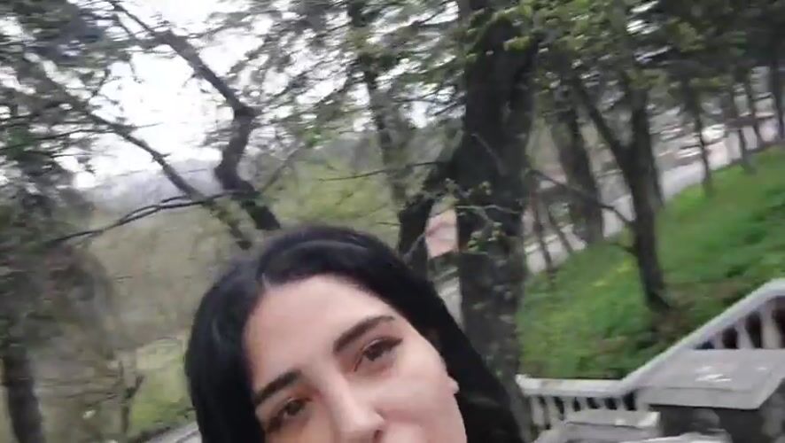 Person records video message in Dilijan, Armenia