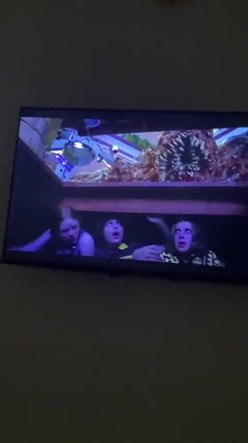 TV screen shows sci-fi horror program in Ibadan