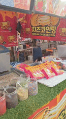 Street food market in full swing in Sungailiat, Indonesia
