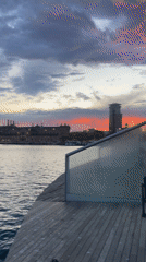 Barcelona waterfront scenes captured during dusk on May 5