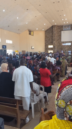 Church service and community gathering in Gura Top, Nigeria