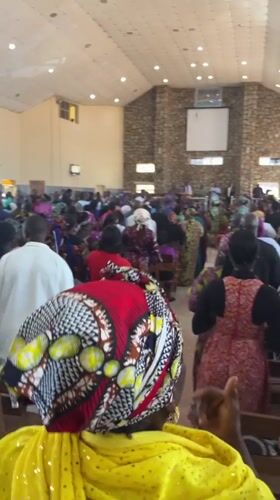 Church service and community gathering in Gura Top, Nigeria