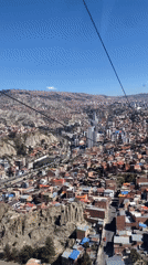 Aerial view of La Paz captured from moving vehicle