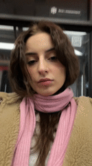 Woman in brown jacket spotted on Moscow train