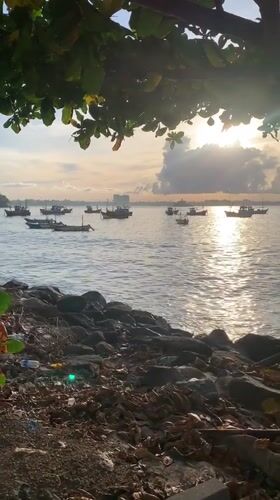 Dawn coastal scenes documented in Weligama fishing town, Sri Lanka
