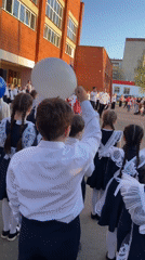 School celebration with student performances in Izhevsk, Russia