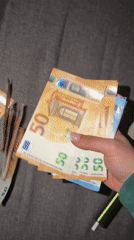 Person displays Euro cash in hand in Varna