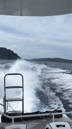 Boat cuts through choppy waters off Ao Nang coast