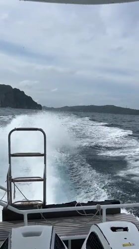 Boat cuts through choppy waters off Ao Nang coast