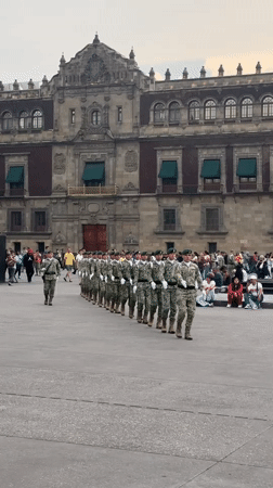 Military formation observed in Mexico City plaza Monday evening