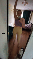 Woman Takes Mirror Selfies in Bedroom, Izhevsk