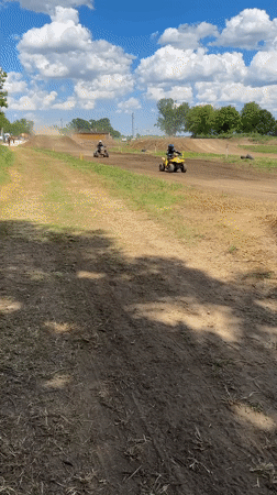 ATV riders enjoy dirt track in Sandrovo, Bulgaria