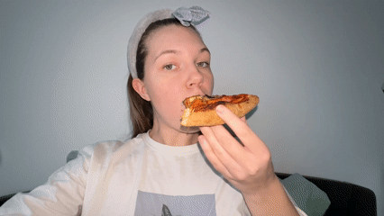 Worker shares exhaustion and pizza break after non-stop week