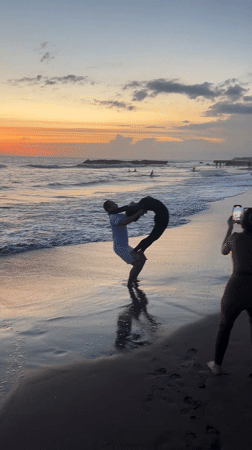 Typical morning beach activities observed at North Kuta resort area